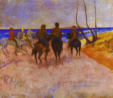  jinete Pintura - Jinetes en la playa Postimpresionismo Primitivismo Paul Gauguin